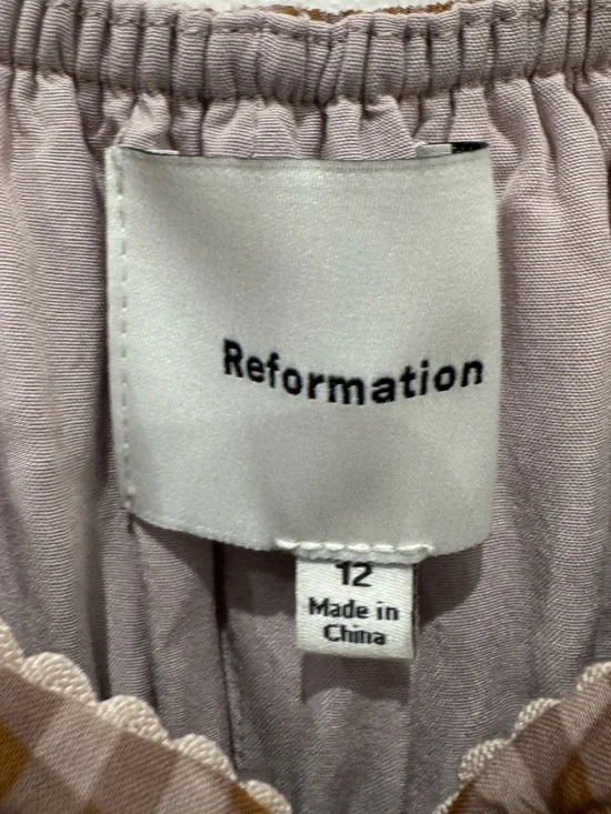 NEW Reformation Rhett Midi Dress in brown check - Picture 9 of 10